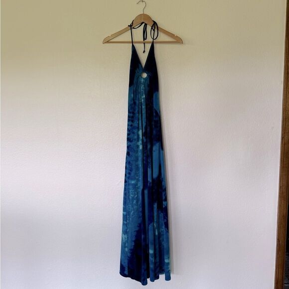 White House Black Market Blue Halter Maxi Dress - Picture 1 of 4